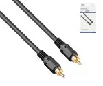 Kabel audio-wideo RCA wtyk-wtyk, kabel połączeniowy, wysokiej jakości, RG 59/U, czarny, puszka DINIC z otworem Euro, długość 5,00 m